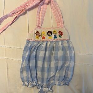 Smocked Flamingo Disney princess bubble romper 12 months